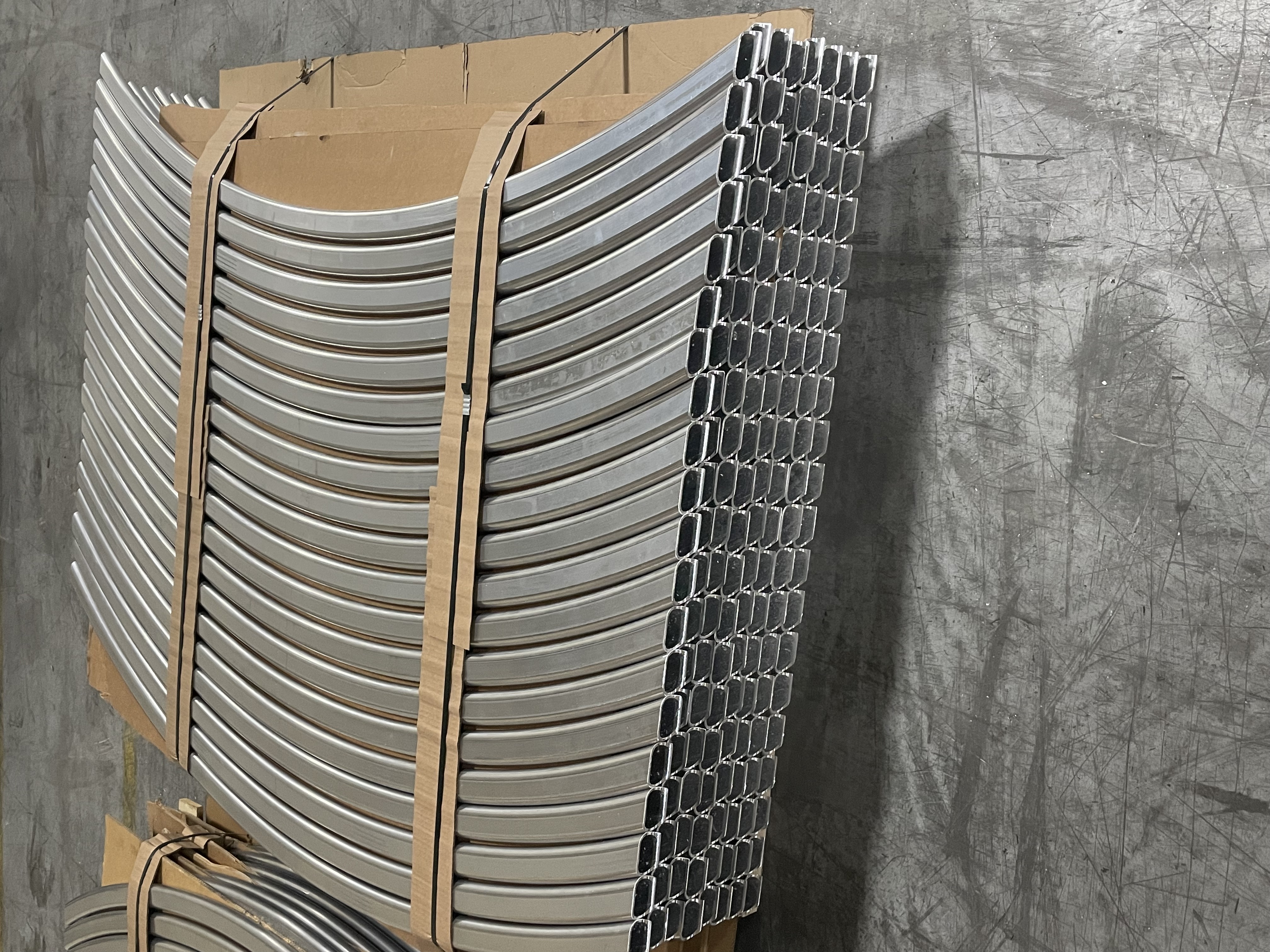 Aluminum extrusion rolled, cut and ready for our Trailer Mfg client